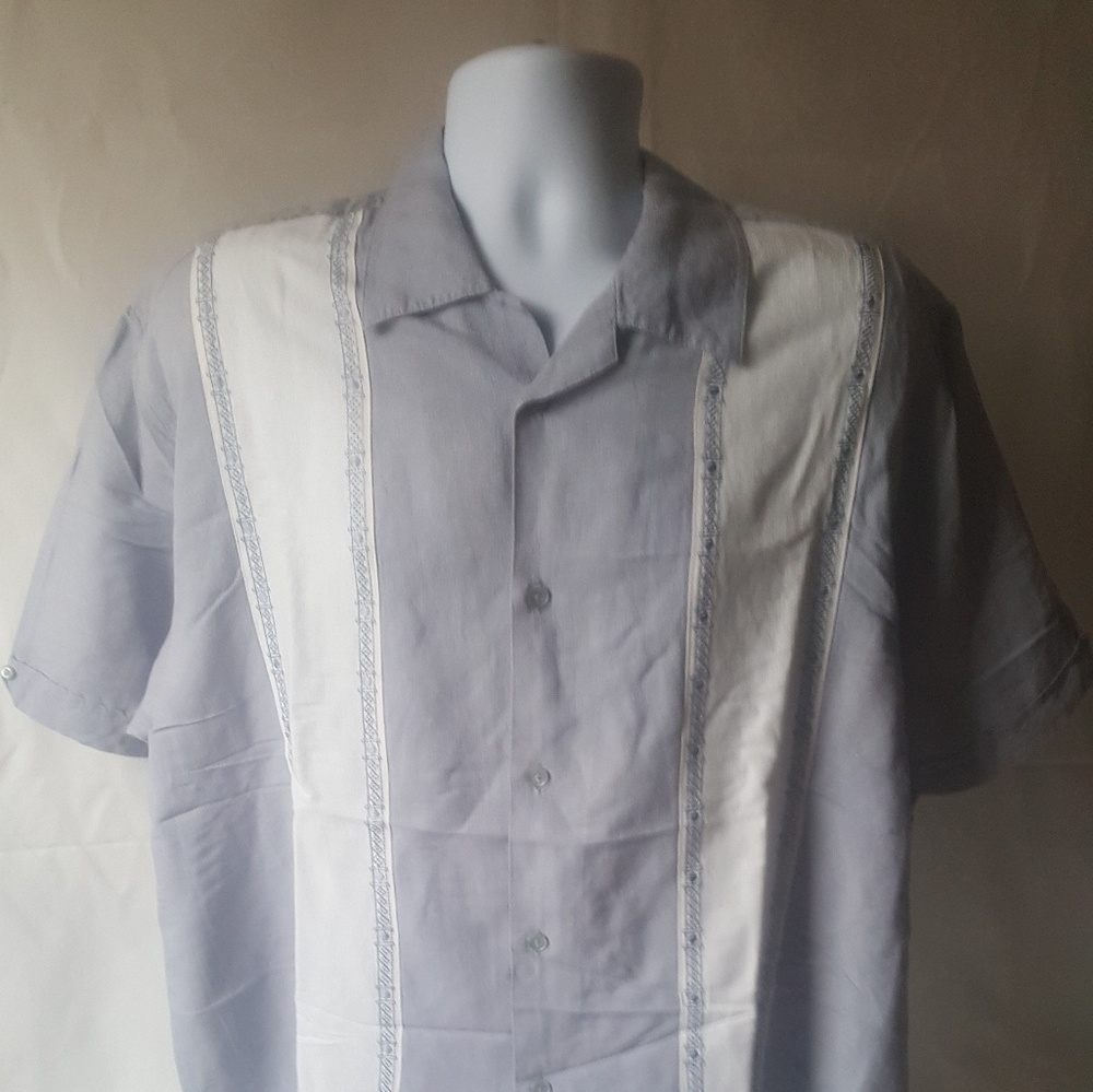 Cubavera mens short sleeve bowling shirt
